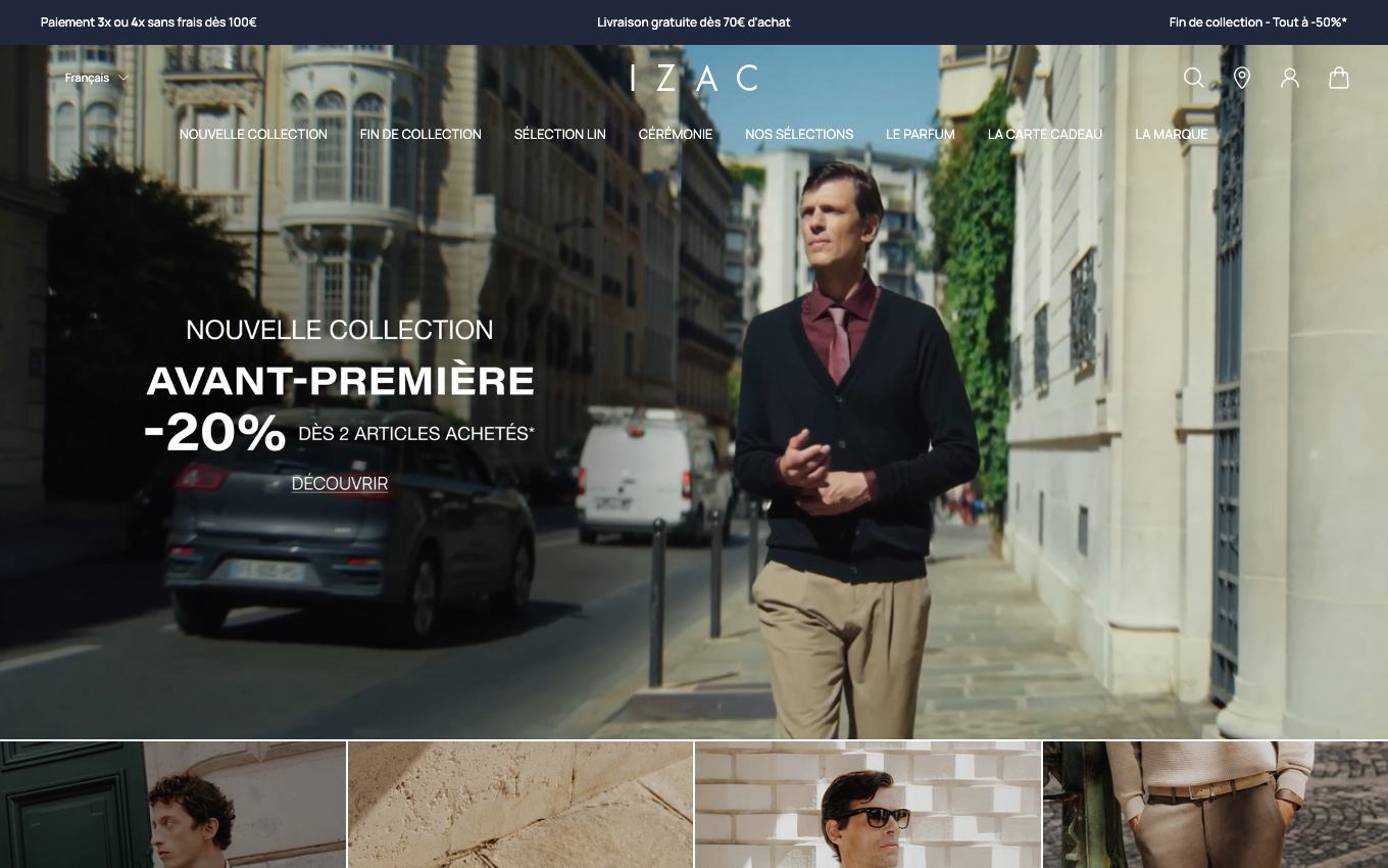 Page d'accueil du site officiel Izac