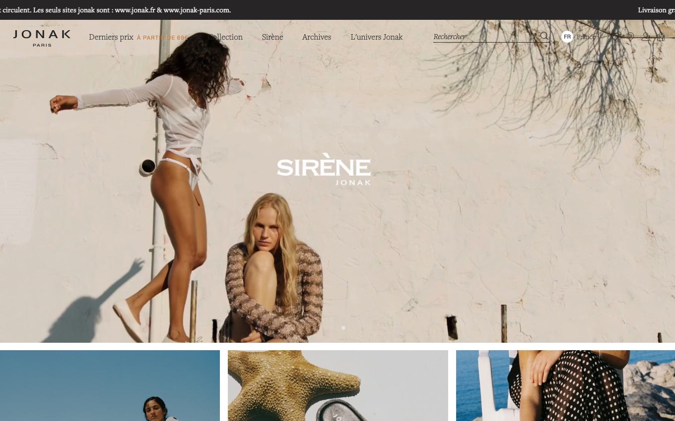 Page d'accueil du site officiel Jonak