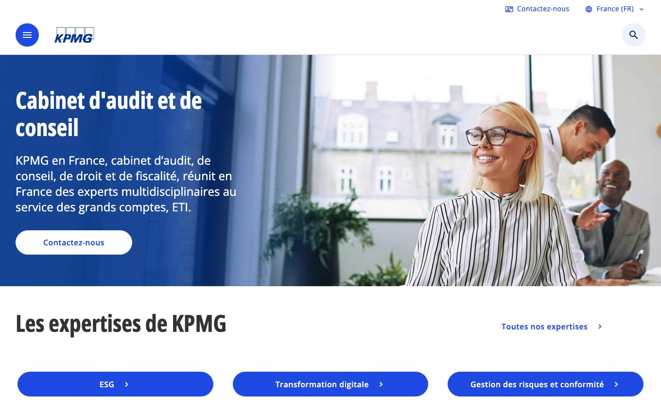 Page d'accueil du site officiel KPMG