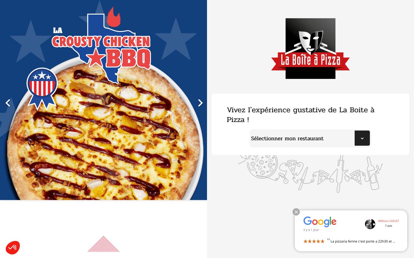 Page d'accueil du site officiel La Boîte à Pizza