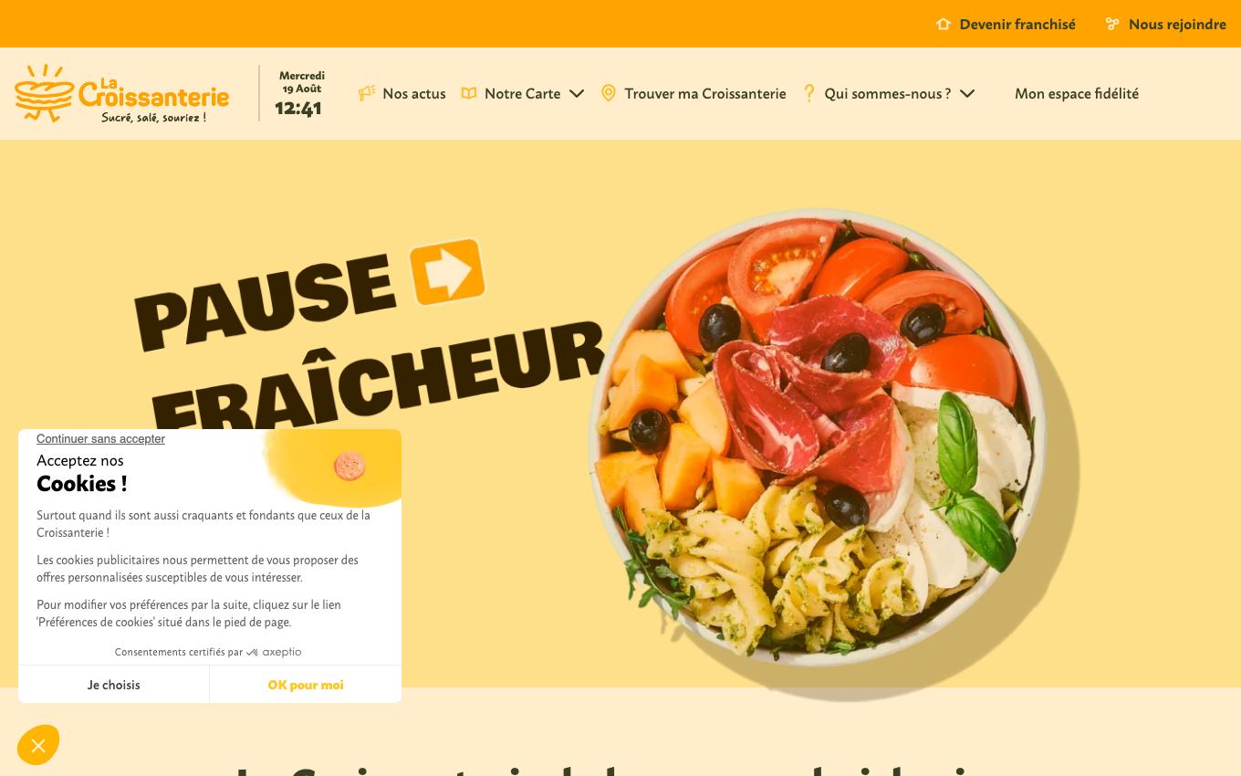 Page d'accueil du site officiel La Croissanterie