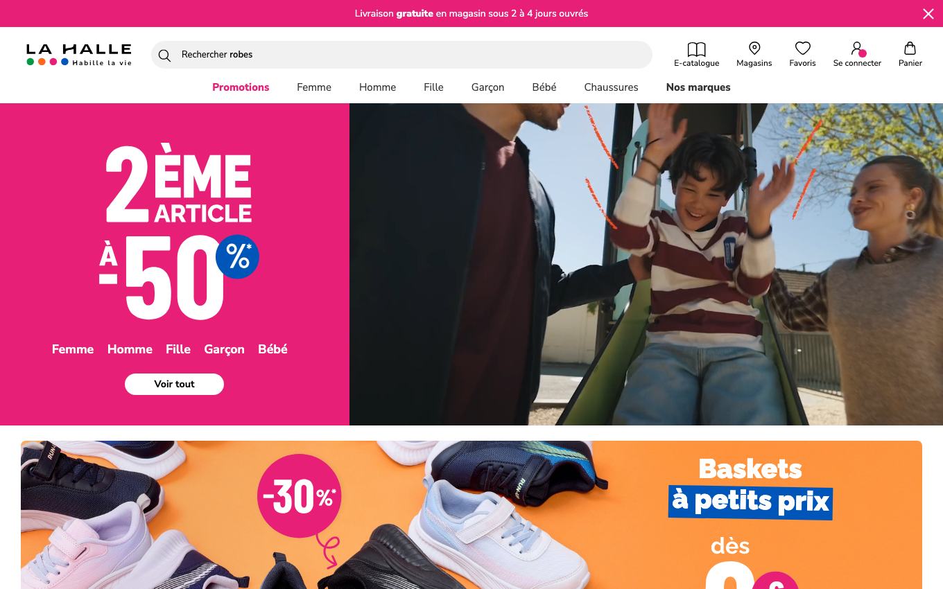 Page d'accueil du site officiel La Halle