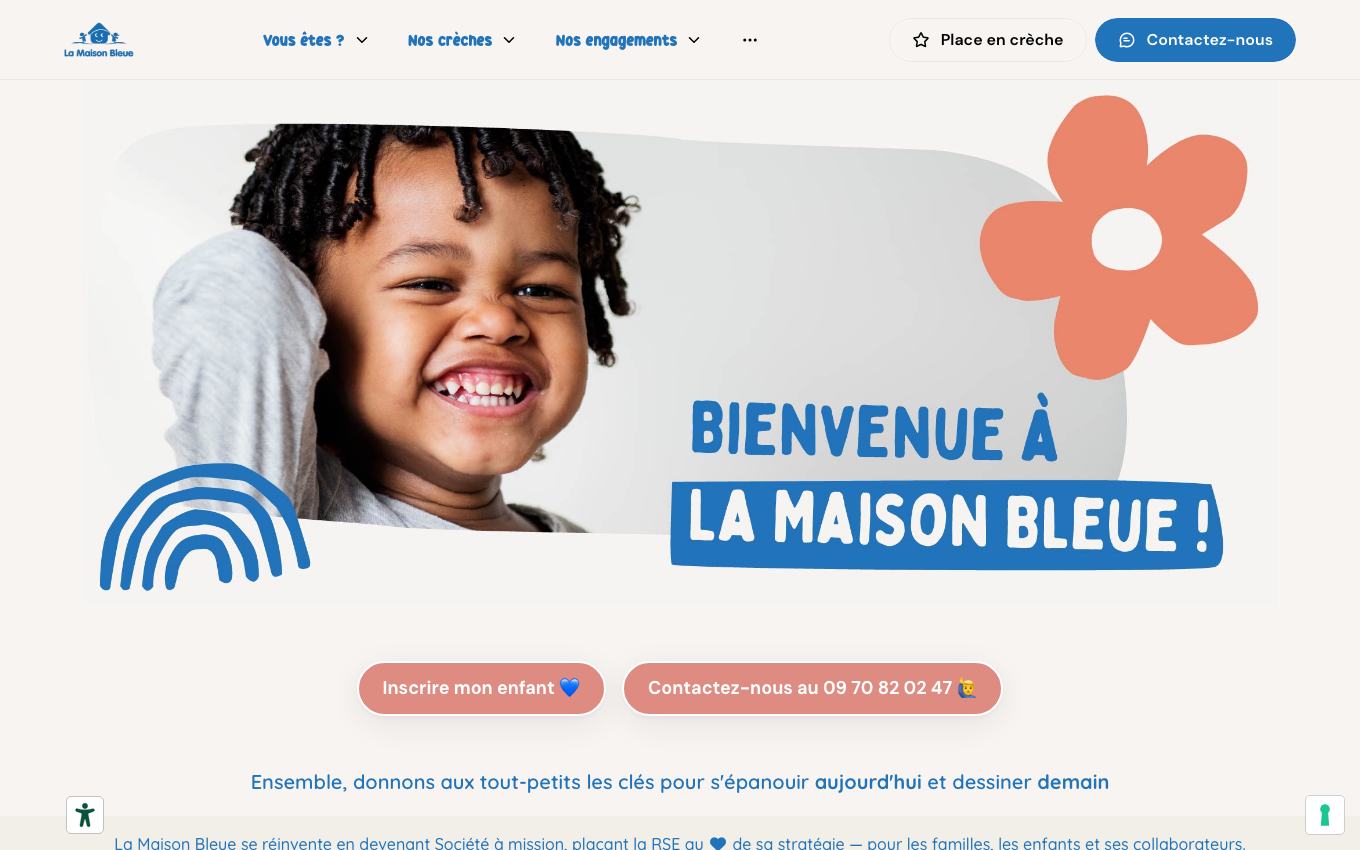 Page d'accueil du site officiel La Maison Bleue