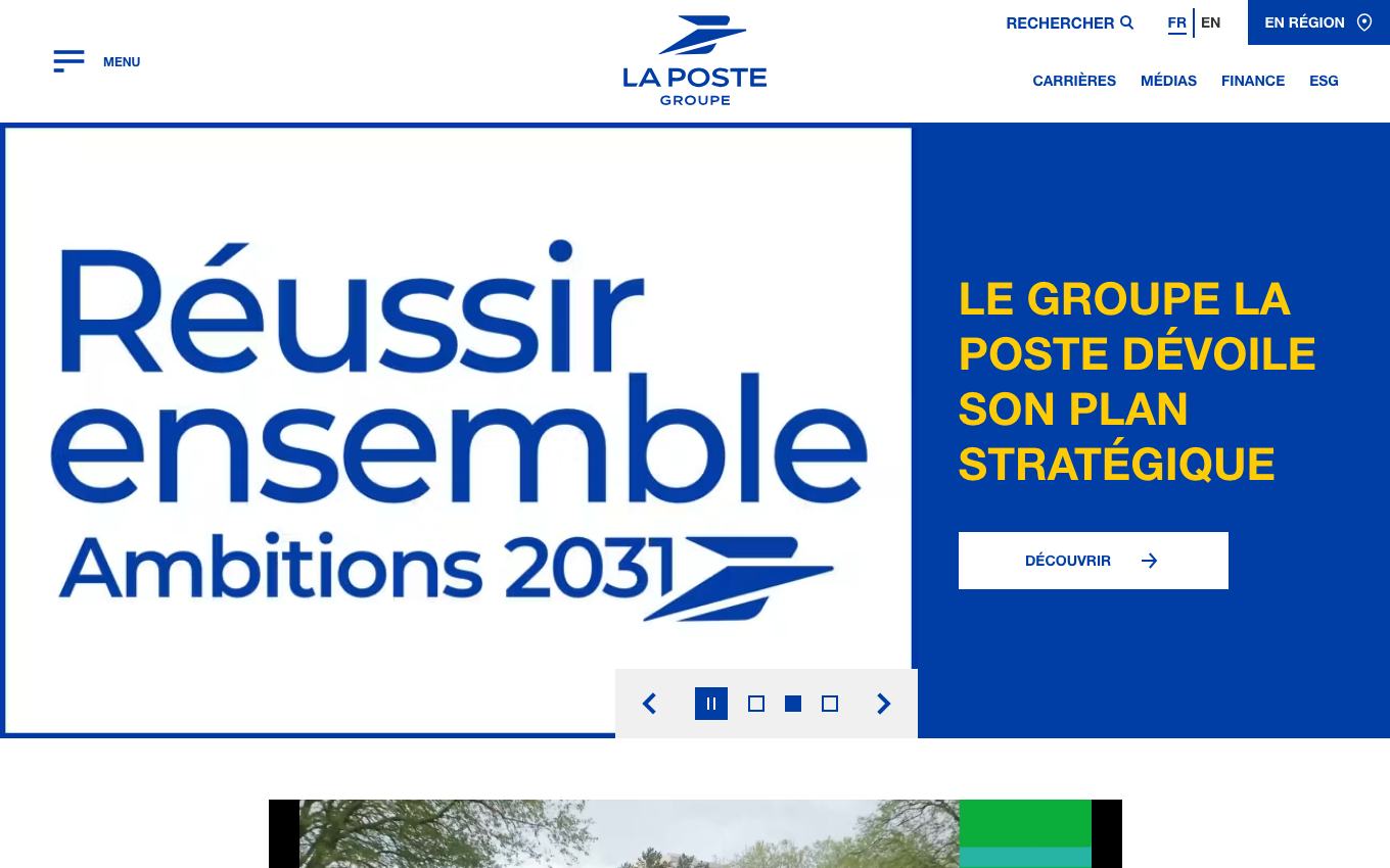 Page d'accueil du site officiel La Poste