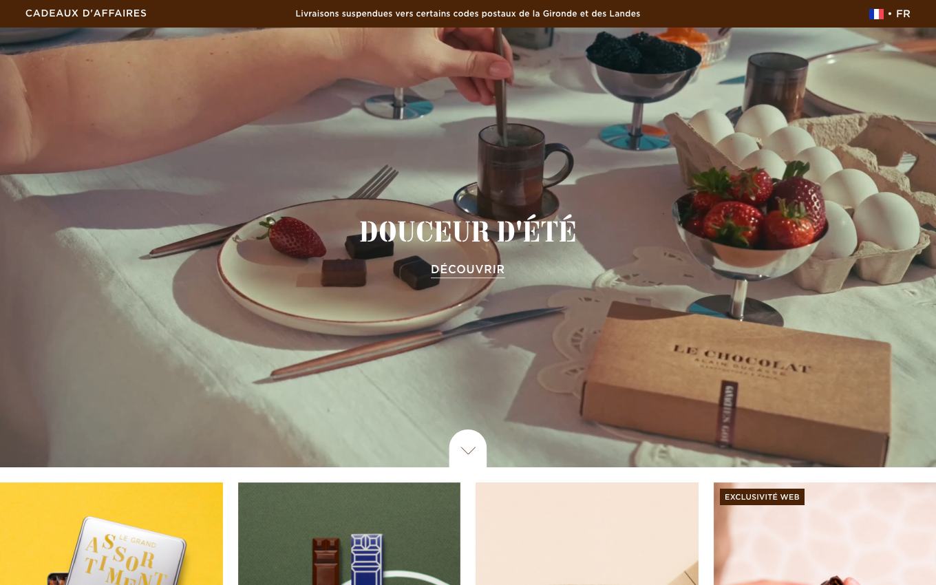Page d'accueil du site officiel Le Chocolat Alain Ducasse