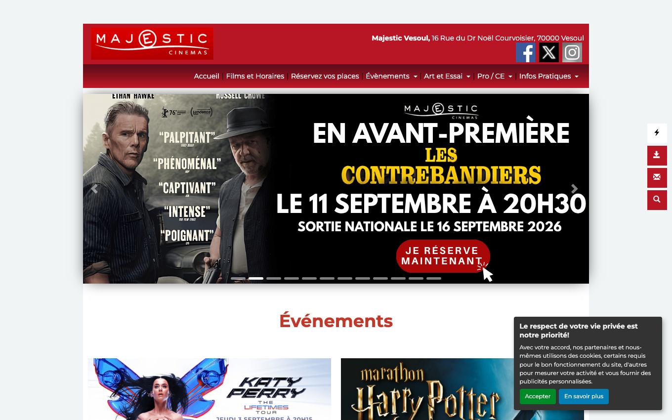 Page d'accueil du site officiel Majestic