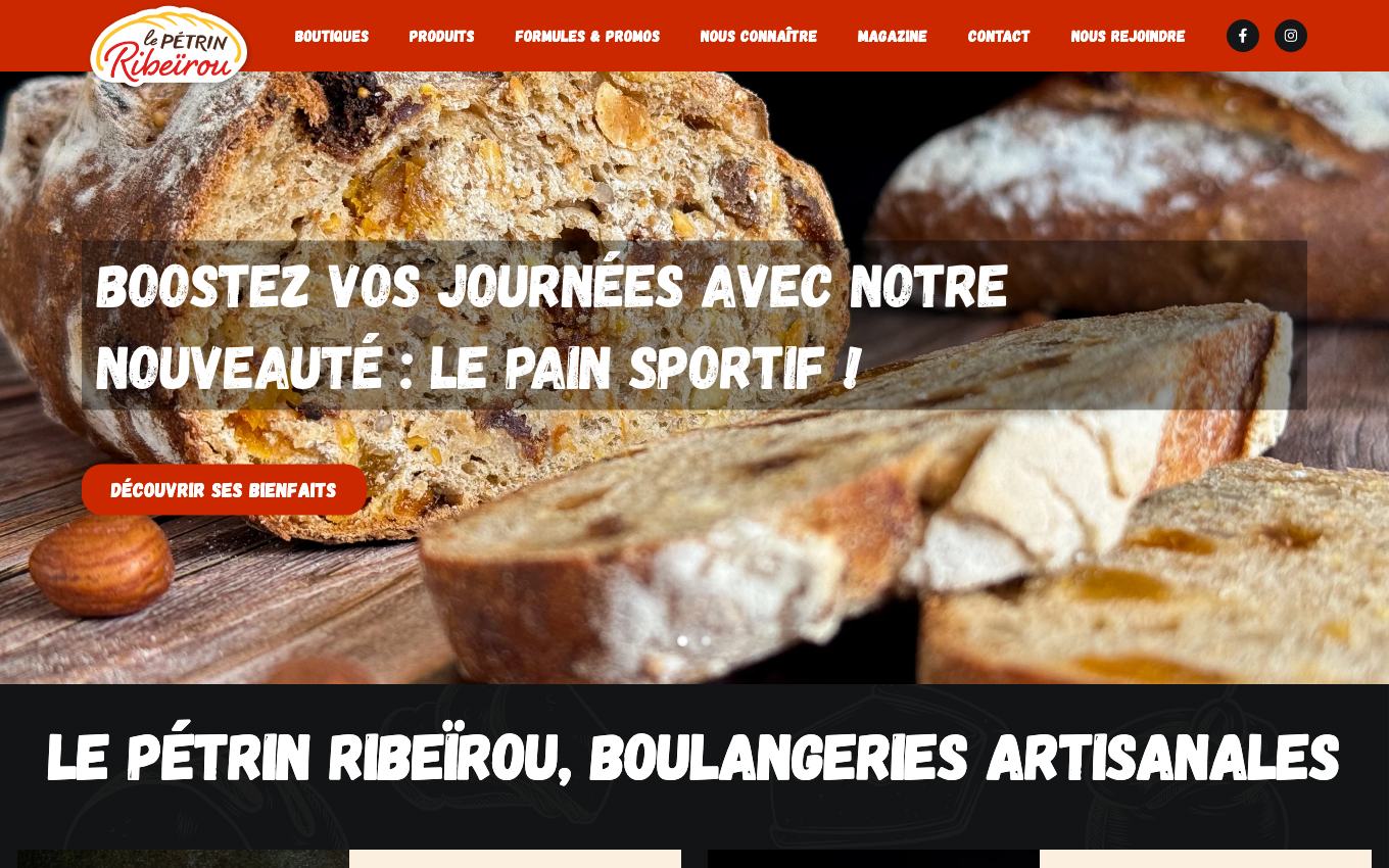 Page d'accueil du site officiel Le Pétrin Ribeïrou