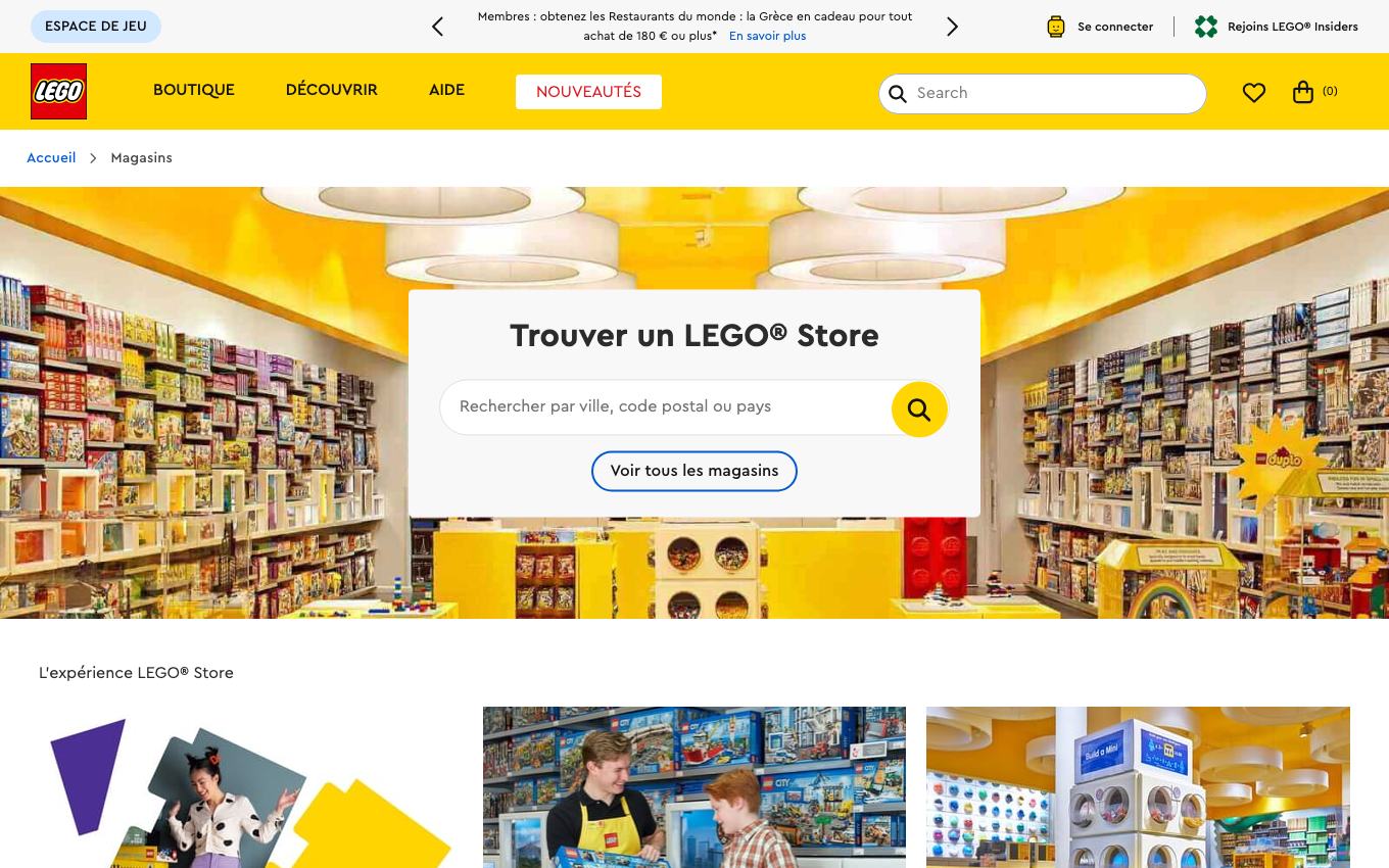 Page d'accueil du site officiel Lego