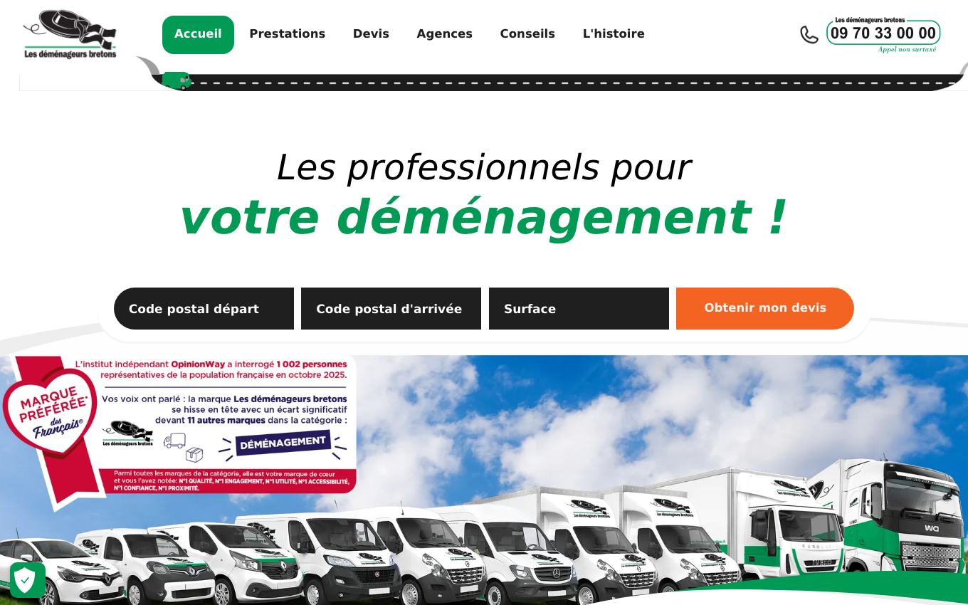 Page d'accueil du site officiel Les Déménageurs Bretons