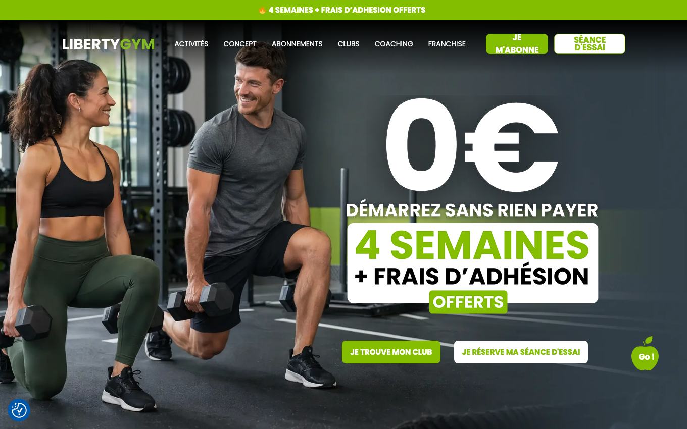 Page d'accueil du site officiel Liberty Gym