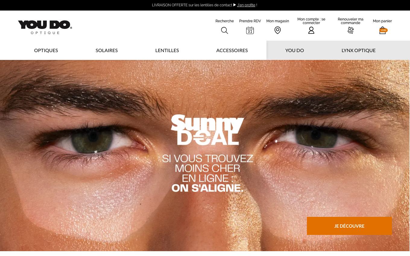 Page d'accueil du site officiel Lynx Optique