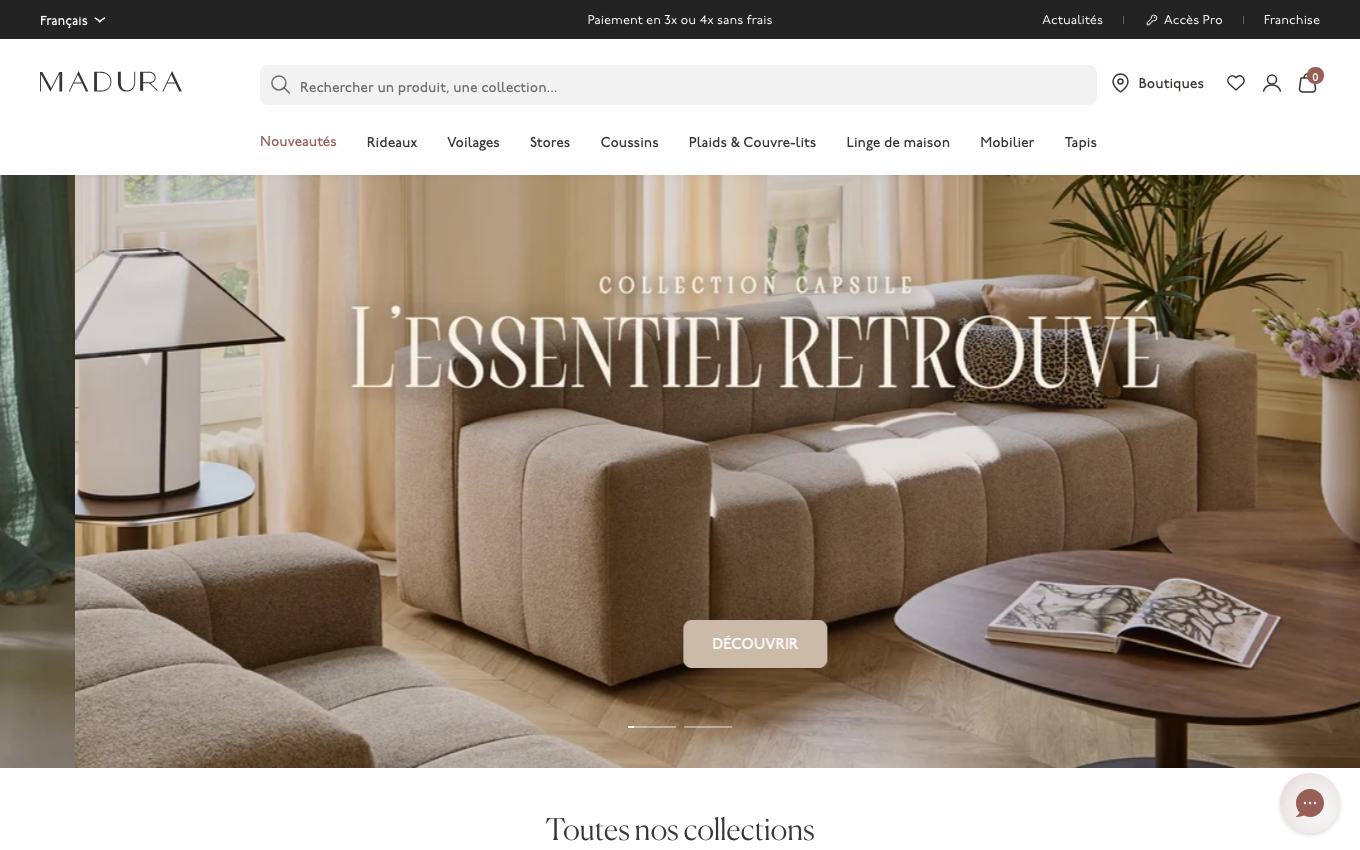 Page d'accueil du site officiel Madura
