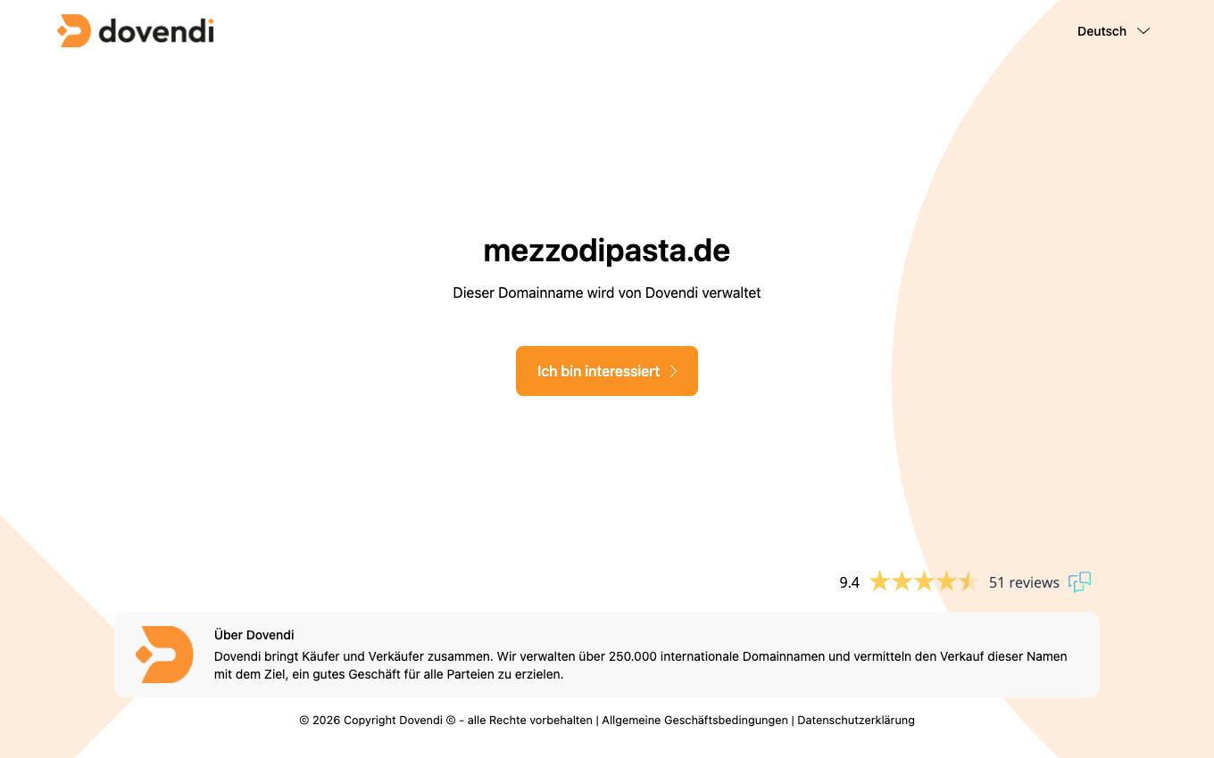 Page d'accueil du site officiel Mezzo di Pasta