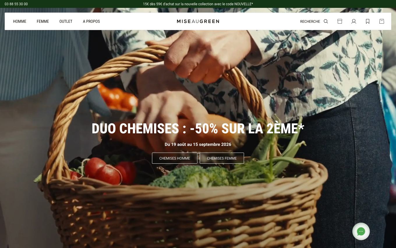 Page d'accueil du site officiel Mise au Green