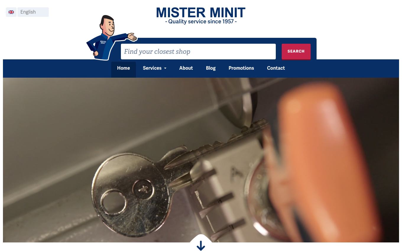 Page d'accueil du site officiel Mister Minit