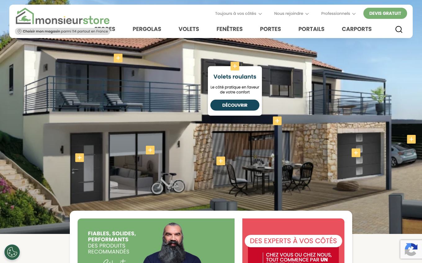 Page d'accueil du site officiel Monsieur Store