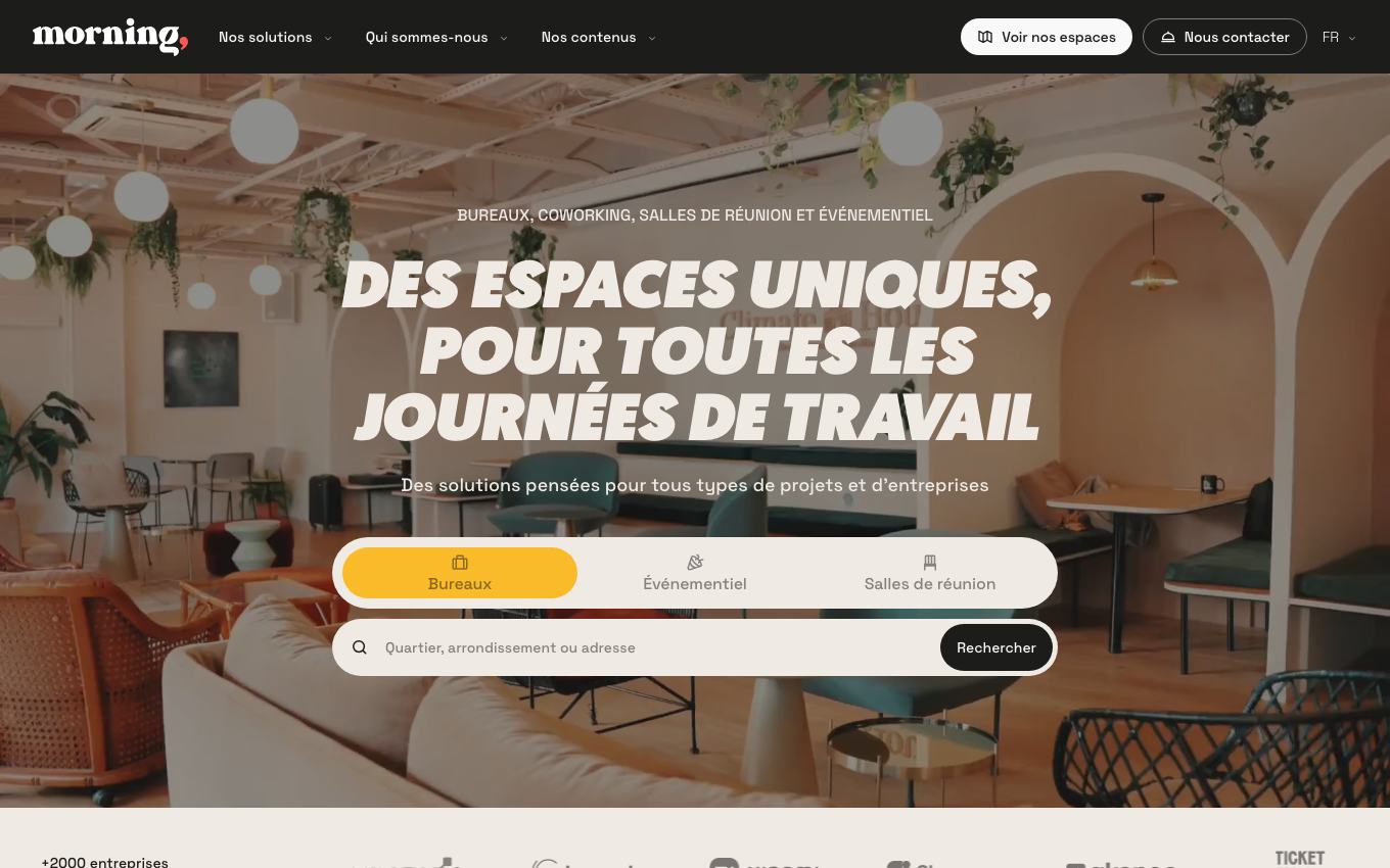 Page d'accueil du site officiel Morning