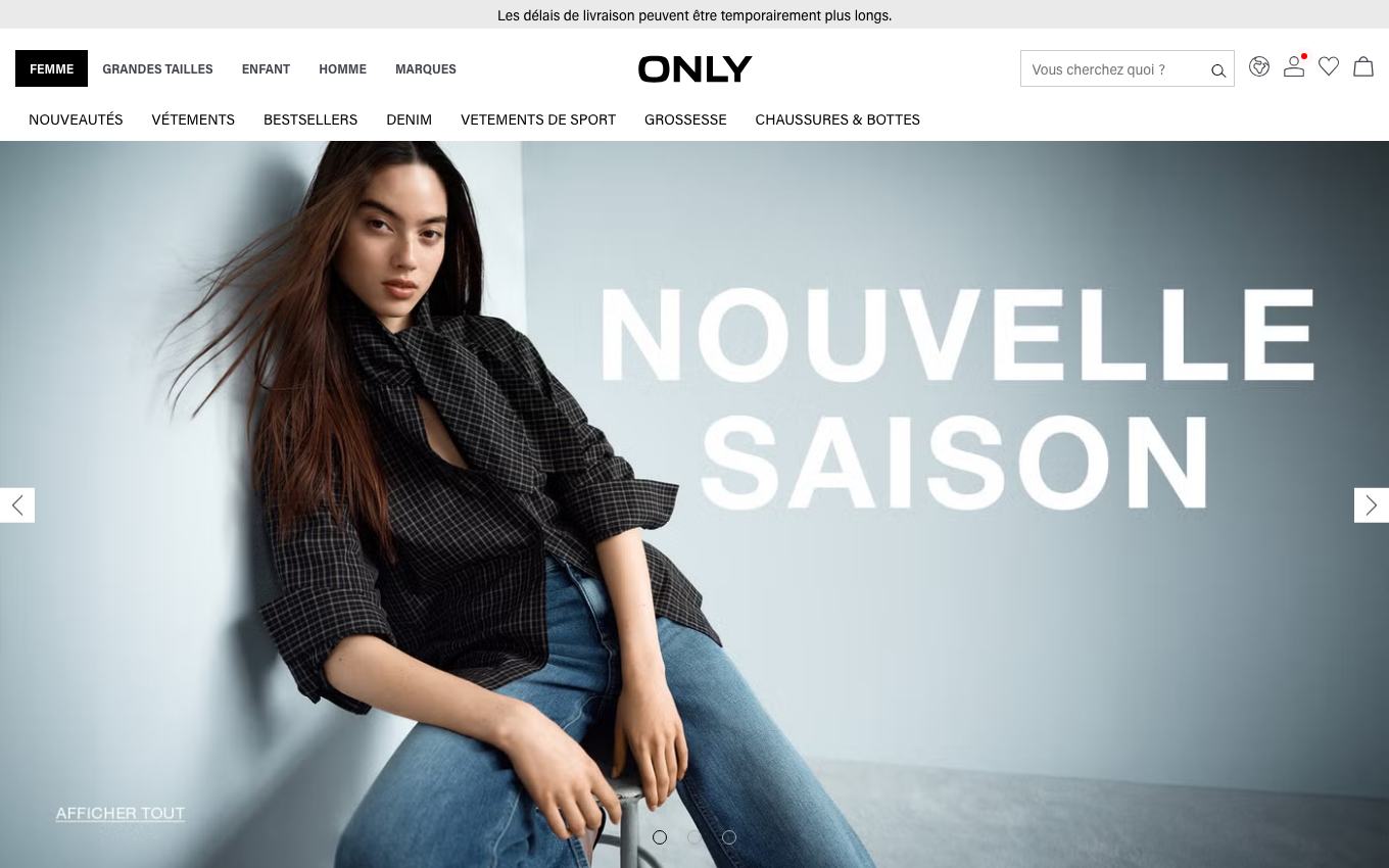 Page d'accueil du site officiel ONLY