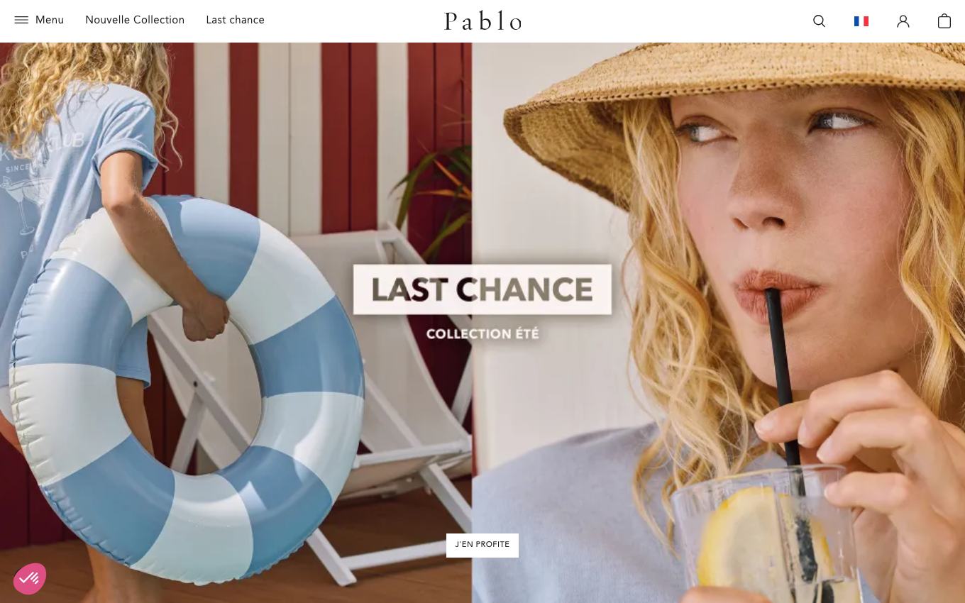 Page d'accueil du site officiel Pablo