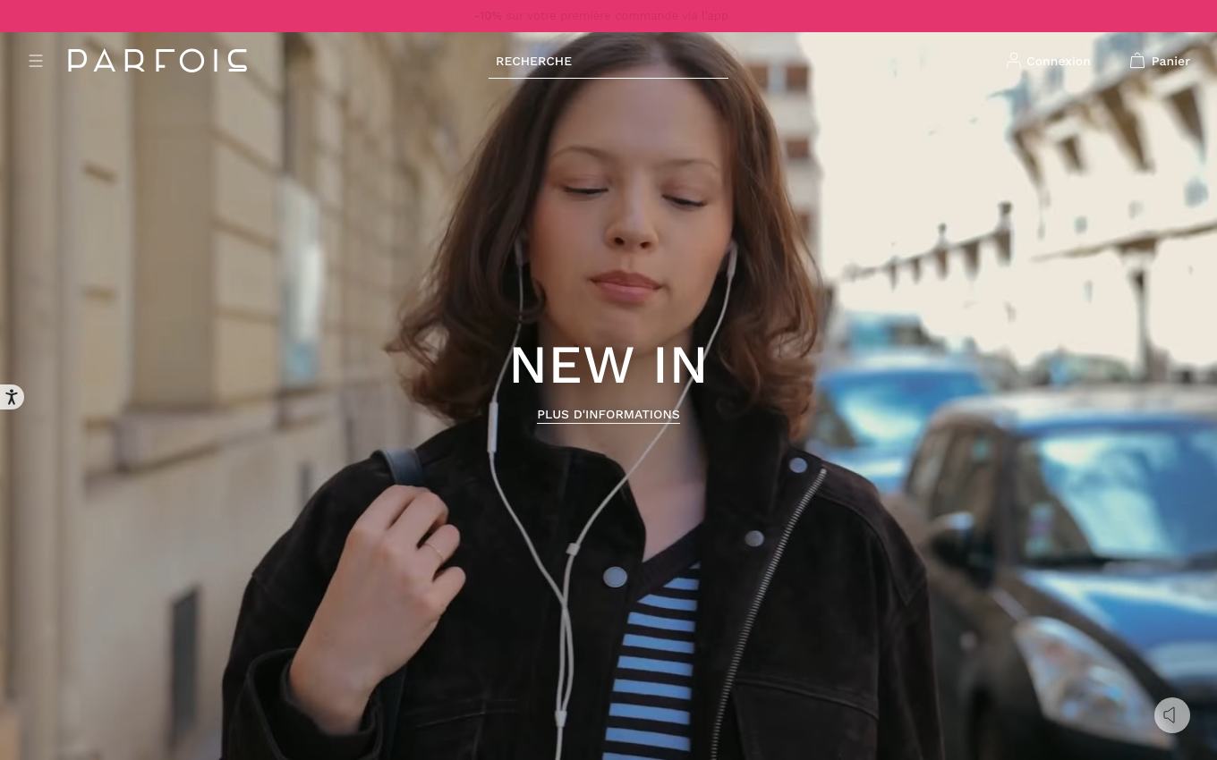 Page d'accueil du site officiel Parfois