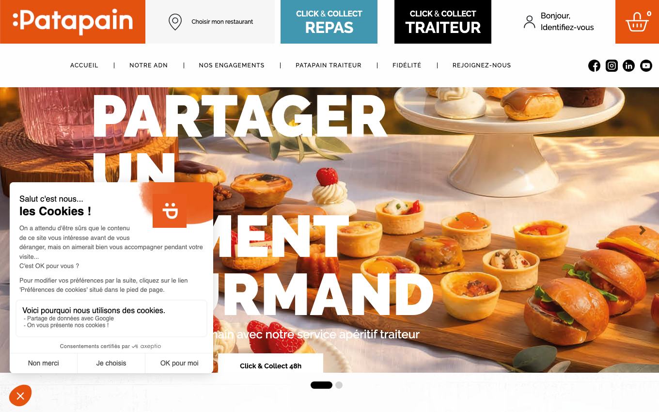 Page d'accueil du site officiel Patàpain