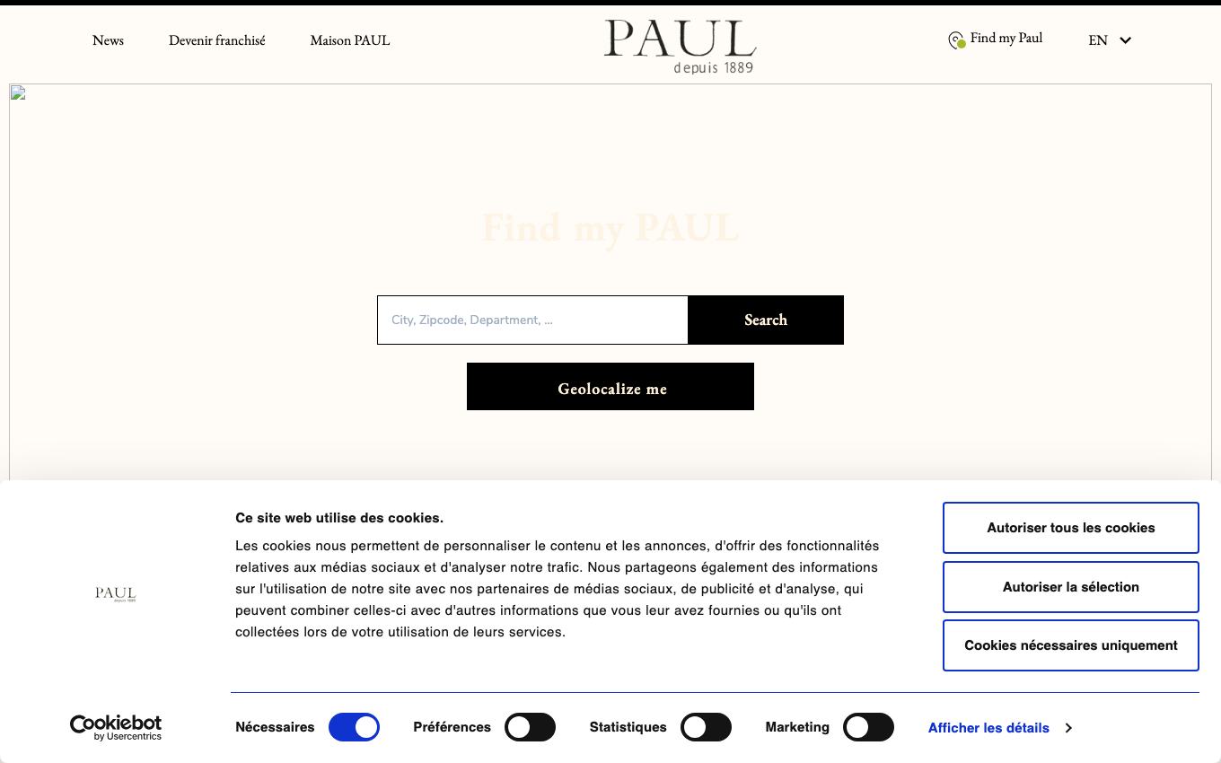 Page d'accueil du site officiel Paul