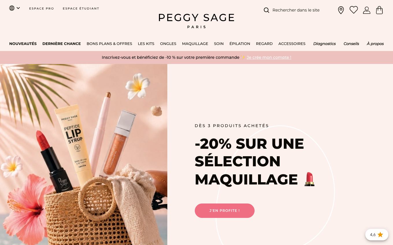 Page d'accueil du site officiel Peggy Sage