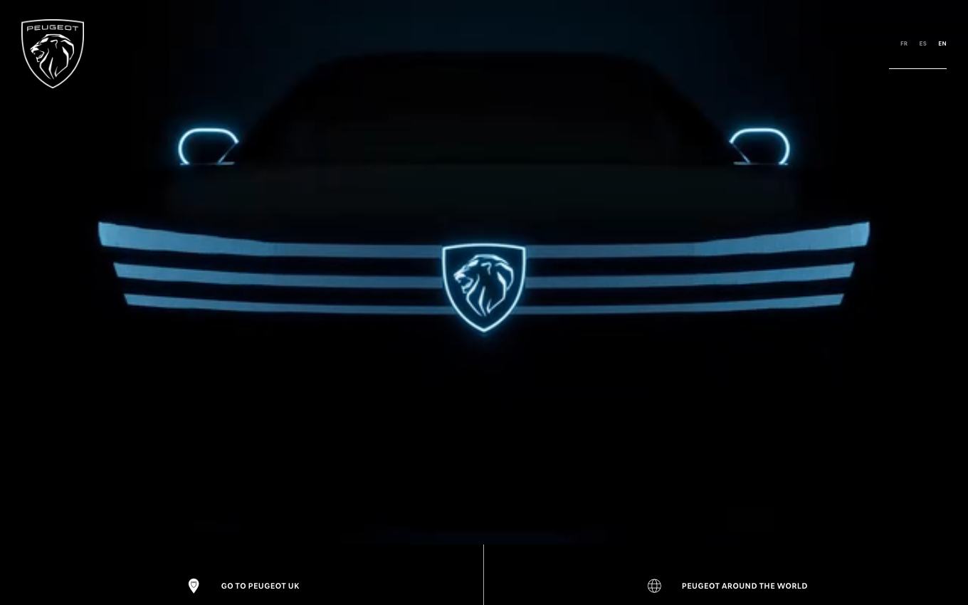 Page d'accueil du site officiel Peugeot