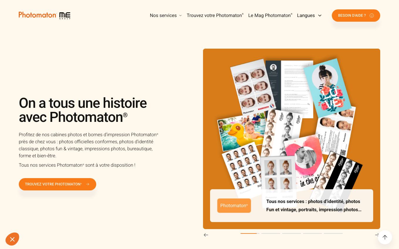 Page d'accueil du site officiel Photomaton