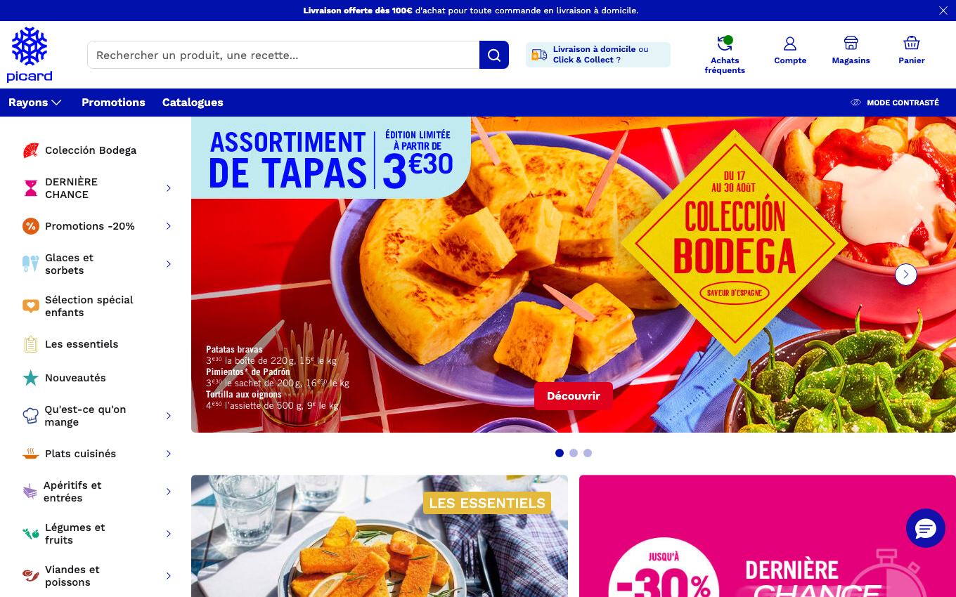 Page d'accueil du site officiel Picard