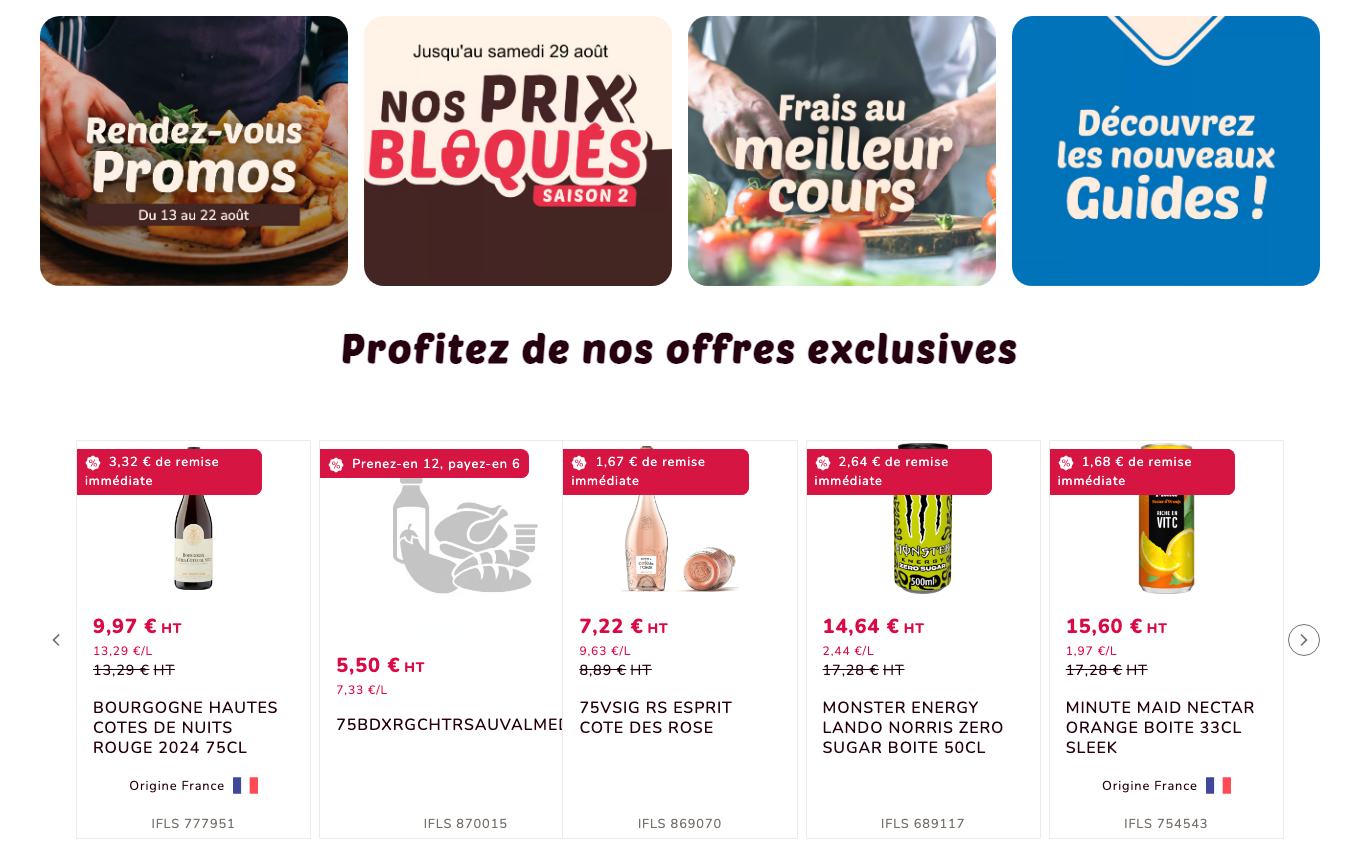 Page d'accueil du site officiel Promocash