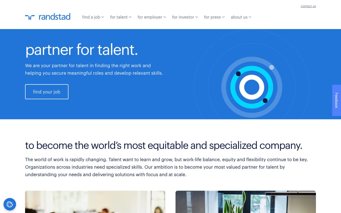 Page d'accueil du site officiel Randstad