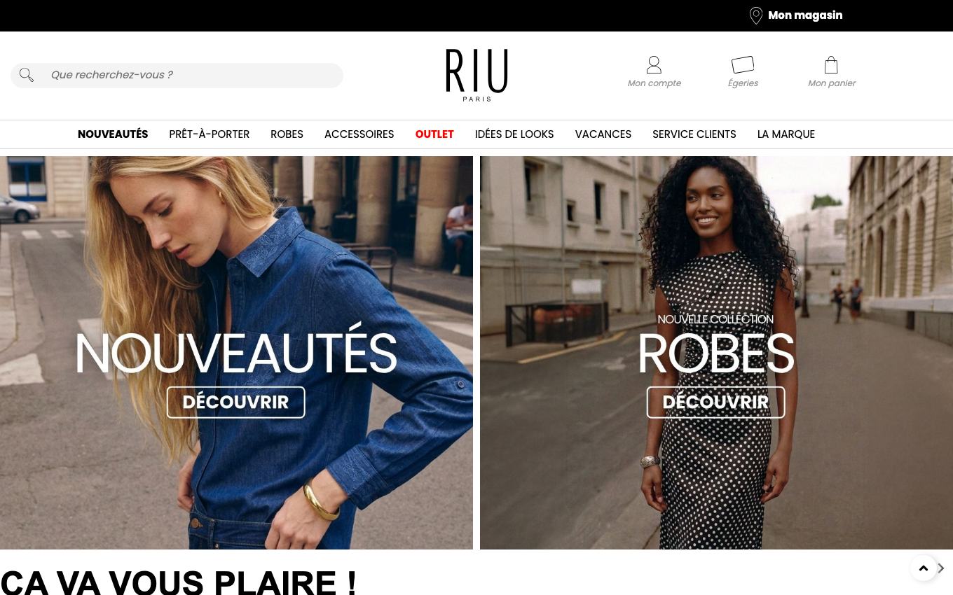 Page d'accueil du site officiel Riu Paris
