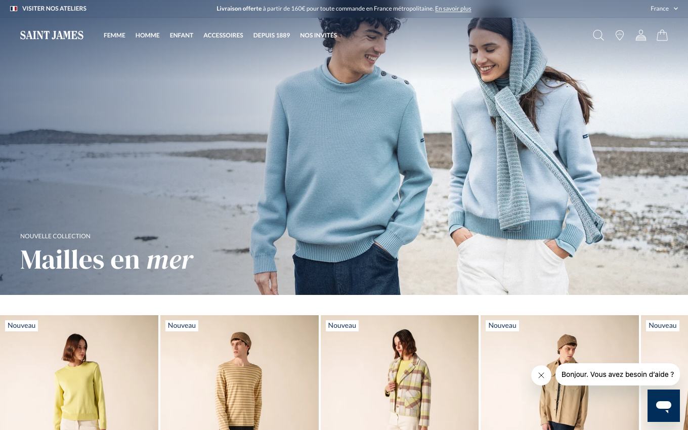 Page d'accueil du site officiel Saint James