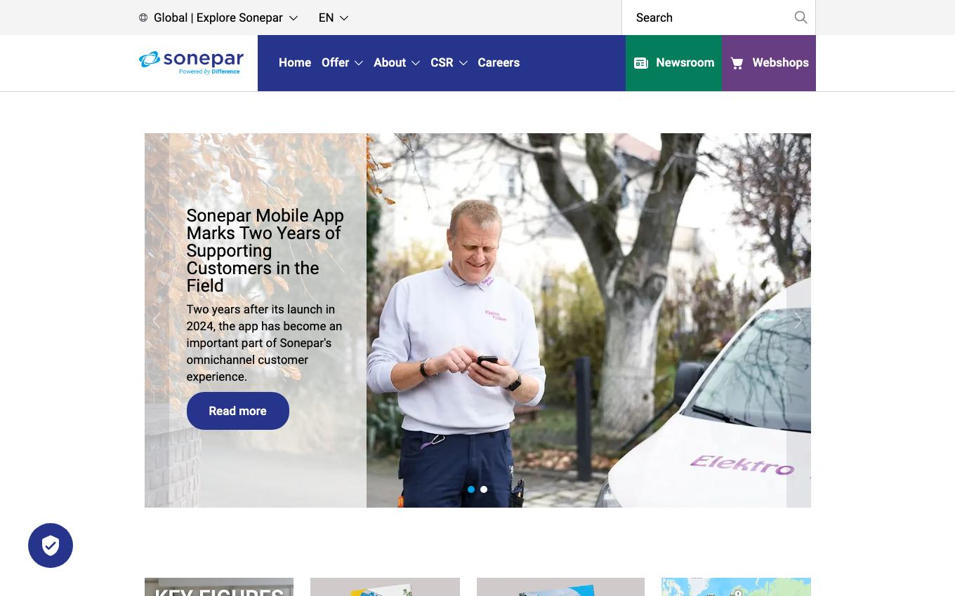 Page d'accueil du site officiel Sonepar