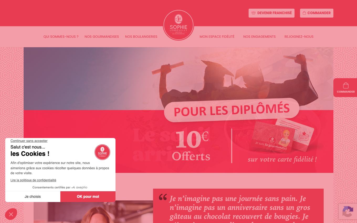 Page d'accueil du site officiel Sophie Lebreuilly