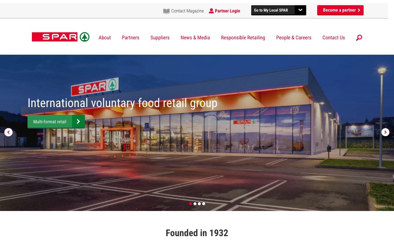 Page d'accueil du site officiel Spar
