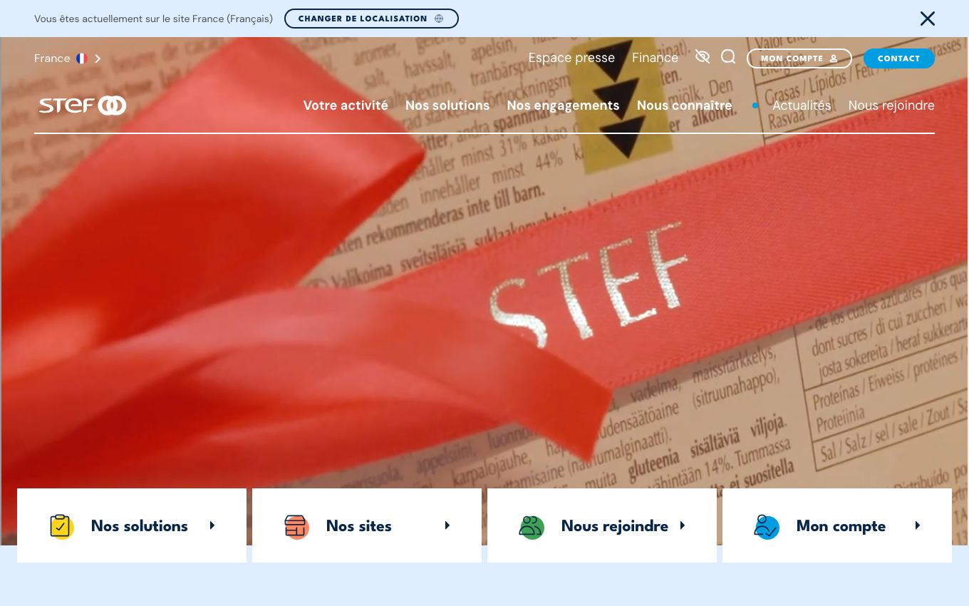 Page d'accueil du site officiel STEF