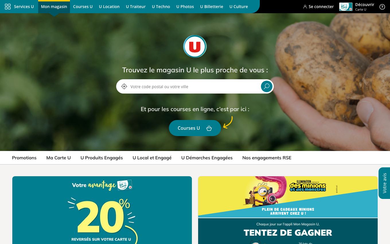 Page d'accueil du site officiel Super U