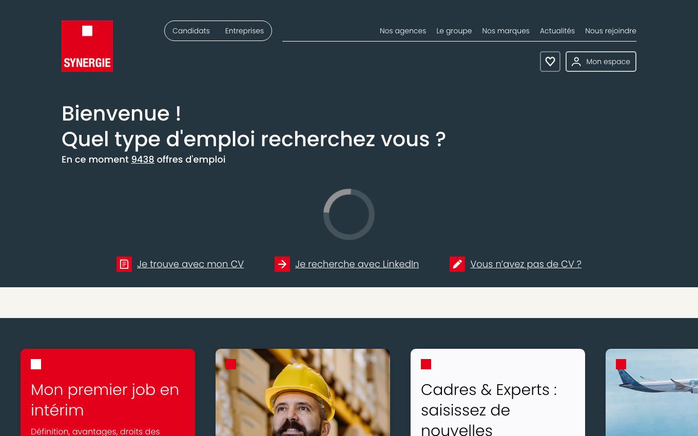 Page d'accueil du site officiel Synergie