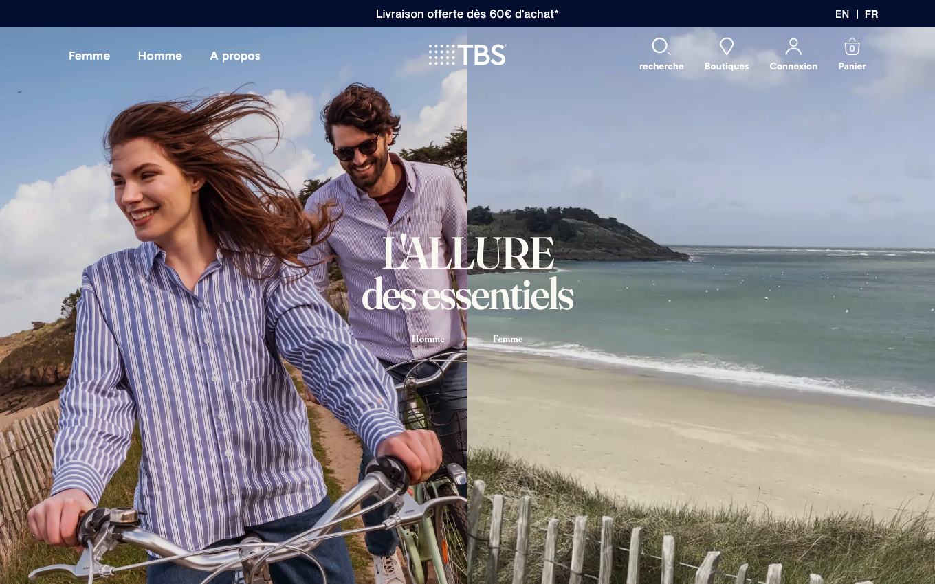 Page d'accueil du site officiel Tbs