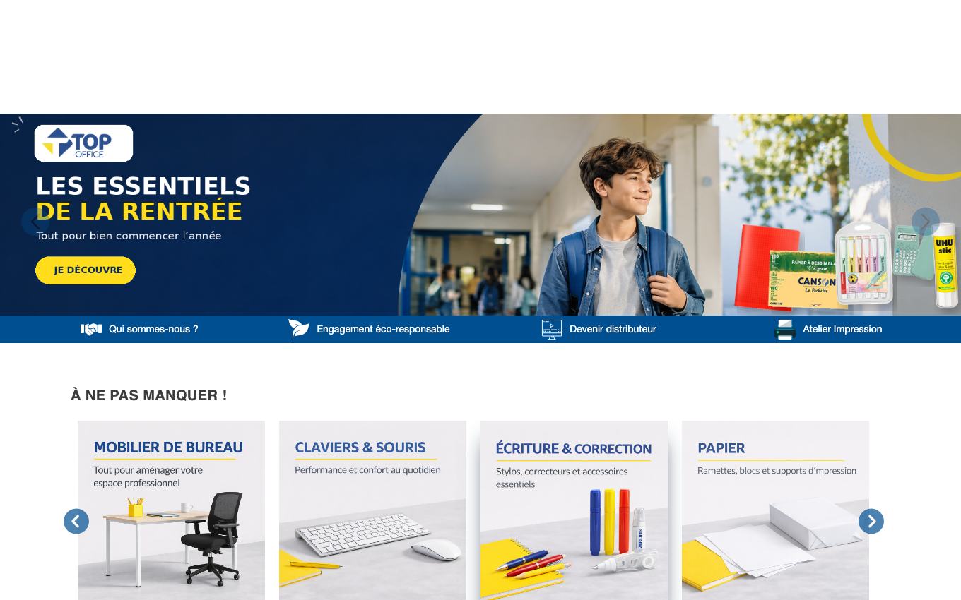 Page d'accueil du site officiel Top Office