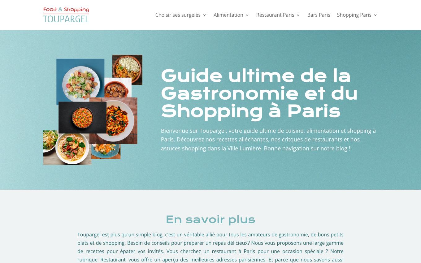 Page d'accueil du site officiel Groupe Toupargel