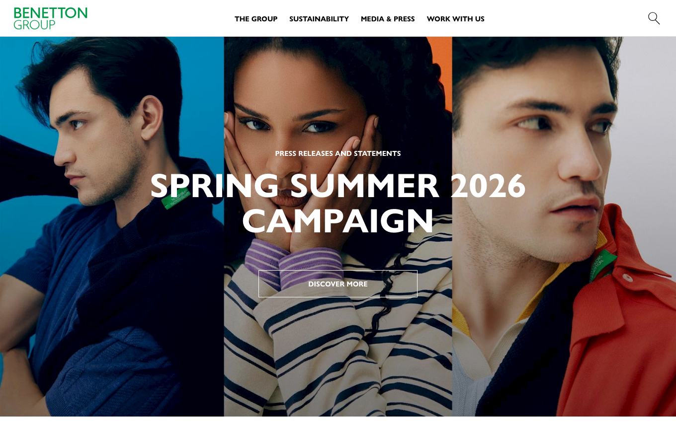 Page d'accueil du site officiel United Colors of Benetton