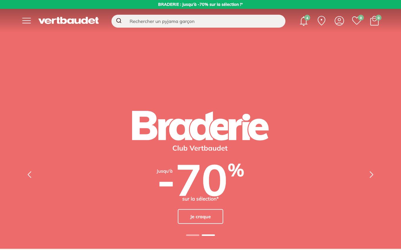 Page d'accueil du site officiel Vertbaudet